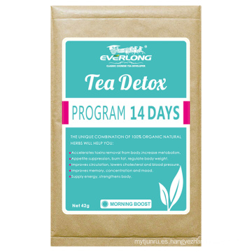 Té herbario de desintoxicación orgánica que adelgaza té de la pérdida de peso del té (aumento de la mañana)